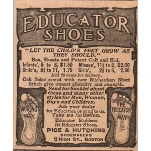 Educator Shoes Rice & Hutchins Shoemakers Boston 1905 Magazine Ad AF1-NH3